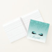 Moderne trendy stijlvolle script teal glinsterende notitieboek (Binnen)