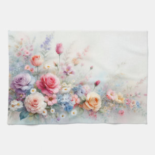 Moderne Trendy Stijlvolle Waterverf Bloemen Theedoek