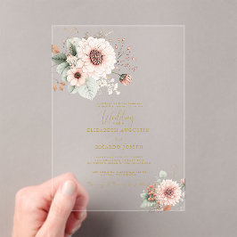 Moderne Trendy Stof Roze Blush Bruiloft Acryl Uitnodigingen