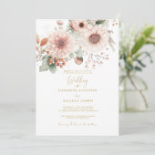 Moderne Trendy Stof Roze Blush Bruiloft Kaart (Staand voorkant)