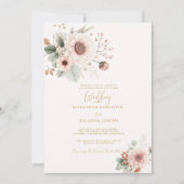 Moderne Trendy Stof Roze Blush Bruiloft Kaart (Voorkant)