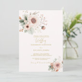 Moderne Trendy Stof Roze Blush Bruiloft Kaart (Staand voorkant)