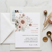 Moderne Trendy Stof Roze Blush Bruiloft Kaart