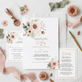 Moderne Trendy Stof Roze Blush Bruiloft Kaart