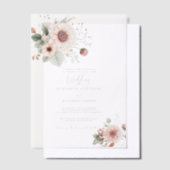 Moderne Trendy Stof Roze Blush Bruiloft Vellum Uitnodigingen (Offset)