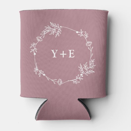 Moderne Trendy Stof Roze Monogram Trouwdag Blikjeskoeler (Voorkant)