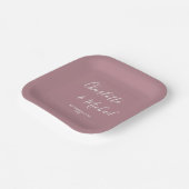 Moderne Trendy Stof Roze Script Bruiloft Papieren Bordje (Gebogen)