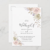 Moderne trendy stoffige Roos Blush bruiloft uitnod Uitnodiging Briefkaart (Voorkant / Achterkant)