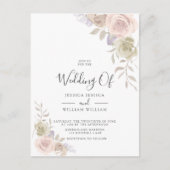 Moderne trendy stoffige Roos Blush bruiloft uitnod Uitnodiging Briefkaart (Voorkant)