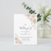 Moderne trendy stoffige Roos Blush bruiloft uitnod Uitnodiging Briefkaart (Staand voorkant)