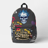 Moderne trendy streetart Spooky gothic donkergrijs Bedrukte Rugzak (Voorkant)