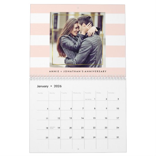 Moderne Trendy Stripes met je foto's Kalender (Jan 2026)