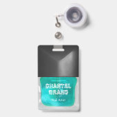 Moderne trendy turquoise nagellak schoonheidssalon badge (Voorzijde met uittrekbare clip)