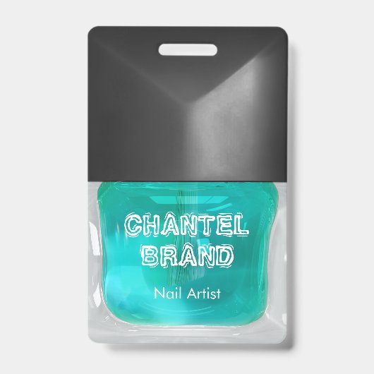 Moderne trendy turquoise nagellak schoonheidssalon badge (Voorzijde)
