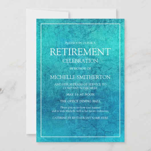 Moderne trendy turquoise pensioneringsfeest kaart (Voorkant)