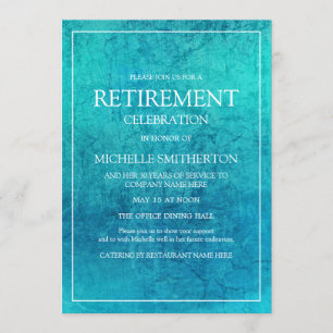 Moderne trendy turquoise pensioneringsfeest kaart