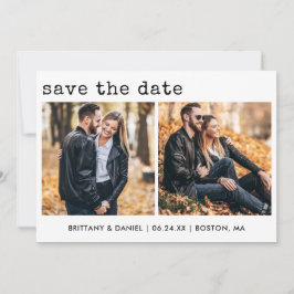 Moderne Trendy Type writer Tekst 2 Foto Save The Date