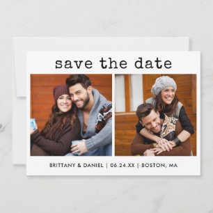 Moderne Trendy Type writer Text 2 Foto's Save The Date
