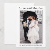 Moderne Trendy Type writer Text Love Bedankt Foto (Voorkant / Achterkant)