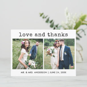 Moderne Trendy Type writer Text Wedding 2 Foto Bedankkaart