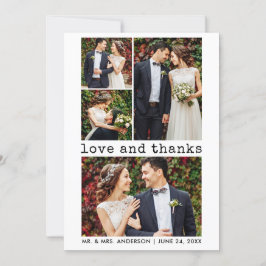 Moderne Trendy Type writer Text Wedding 4 Foto Bedankkaart