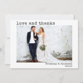Moderne Trendy Type writer Text Wedding Photo Bedankkaart (Voorkant)