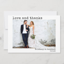 Moderne Trendy Type writer Text Wedding Photo Bedankkaart