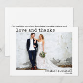 Moderne Trendy Type writer Text Wedding Photo Bedankkaart (Voorkant / Achterkant)