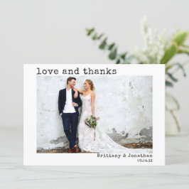 Moderne Trendy Type writer Text Wedding Photo Bedankkaart