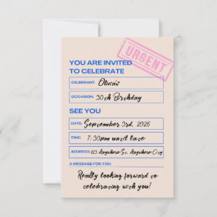 Moderne, trendy, uitnodiging voor 30ste verjaardag