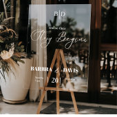 Moderne trendy "verhaal begint" bruiloft acryl bord