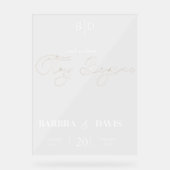 Moderne trendy "verhaal begint" bruiloft acryl bord (Voorkant)