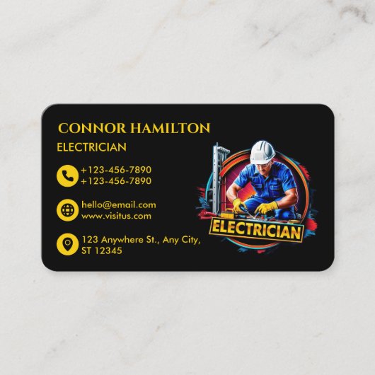 Moderne trendy vibrerende elektricien visitekaartje (Voorkant)