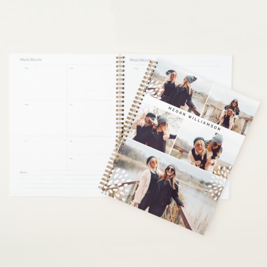 Moderne trendy vijf foto collage gepersonaliseerd planner (Display)