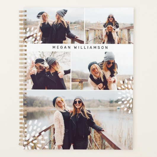 Moderne trendy vijf foto collage gepersonaliseerd planner (Voorkant)