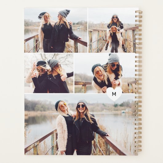 Moderne trendy vijf foto collage gepersonaliseerd planner (Achterkant)