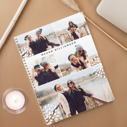 Moderne trendy vijf foto collage gepersonaliseerd planner