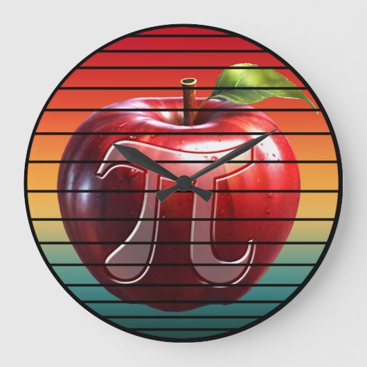 Moderne Trendy Vintage Pi-dag Appelfruit Grote Klok (Voorkant)