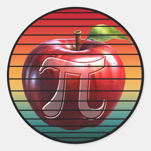 Moderne Trendy Vintage Pi-dag Appelfruit Ronde Sticker (Voorkant)