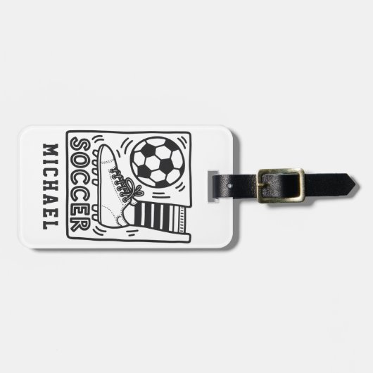 Moderne Trendy Voetbal Personalized Bagagelabel (Voorkant horizontaal)