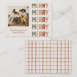 Moderne trendy vrolijk kerstfeest één foto notitiekaartje