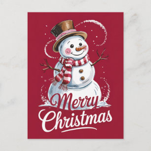 Moderne trendy vrolijk kerstmis sneeuwman feestdagenkaart