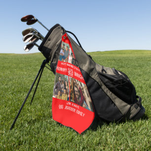 Moderne trendy vrolijke en heldere gezinsfoto golfhanddoek