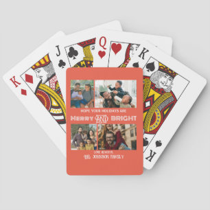 Moderne trendy vrolijke en heldere gezinsfoto pokerkaarten