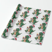 Moderne trendy vrolijke kerst dinosaurus Santa Hat Cadeaupapier (Uitgerold)
