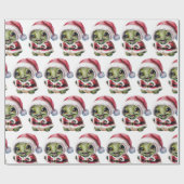 Moderne trendy vrolijke kerstschildpad in Santa Ha Cadeaupapier (Vlak)