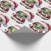 Moderne trendy vrolijke kerstschildpad in Santa Ha Cadeaupapier (Hoek)