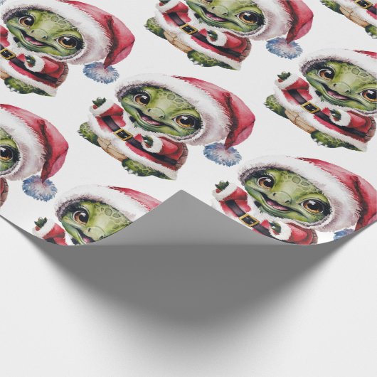 Moderne trendy vrolijke kerstschildpad in Santa Ha Cadeaupapier (Hoek)