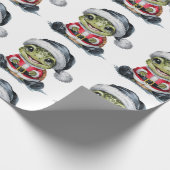 Moderne trendy vrolijke kerstschildpad in Santa Ha Cadeaupapier (Hoek)
