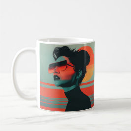 Moderne trendy vrouw Retro Sunset Coffee Mok
